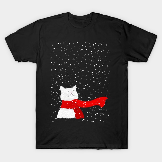 Snow Cat (white) T-Shirt by CarolinaMatthes